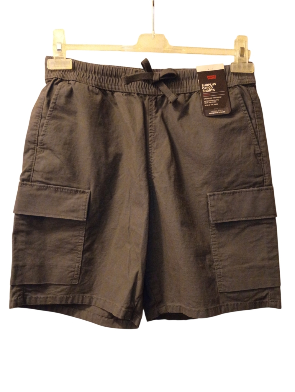 Levi's Premium Surplus Cargo Shorts Men's 28 Army Green Pull On Linen Blend NWT